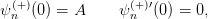 ψ(+)(0) = A     ψ(+)′(0) = 0,
 n               n
