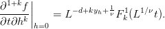 ∂1+kf ||               1
------|   =  L−d+kyh+ νF1k(L1 ∕νt).
∂t∂hk |h=0
