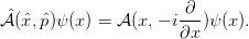 𝒜ˆ(ˆx,pˆ)ψ (x) = 𝒜 (x,− i ∂-)ψ (x).
                       ∂x
