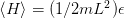 ⟨H ⟩ = (1∕2mL2  )𝜖  