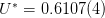 U ∗ = 0.6107(4)  