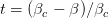 t = (βc − β)∕βc  