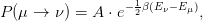                  − 12β(Eν−Eμ)
P (μ → ν ) = A ⋅ e         ,
