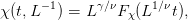 χ(t,L −1) = Lγ∕νFχ(L1 ∕νt),
